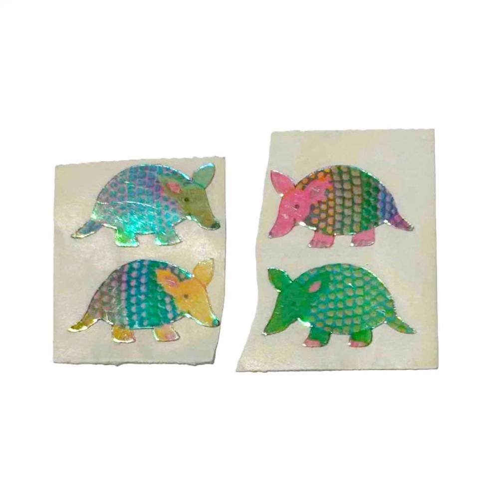 Vintage Sandylion Iridescent Shiny Multicolour Armadillo Stickers Rainbow Animal